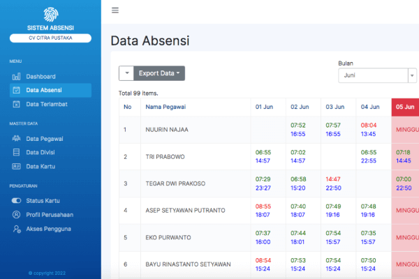 Absensi CV Citra Pustaka